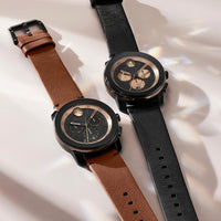 Thumbnail for Movado Bold TR90 Modern Sporty Watch for Men - Swiss Made - Water Resistant 3ATM/30 Meters - Chronograph Wristwatch with a Cognac Leather Strap for Him - 43.5mm