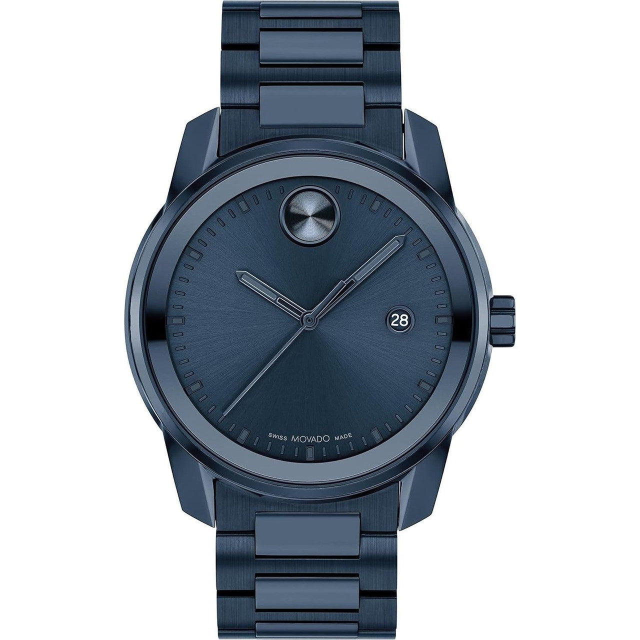 Reloj de cuarzo suizo Movado Bold Verso para hombre con correa de acero inoxidable, azul, 21 (modelo: 3600862)