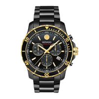 Thumbnail for Montre pour homme Movado série 800 - Mouvement chronographe à quartz suisse, bracelet à maillons en acier inoxydable - Étanchéité 20 ATM - Montre de sport de luxe pour lui - Inspirée de la plongée - 42 mm