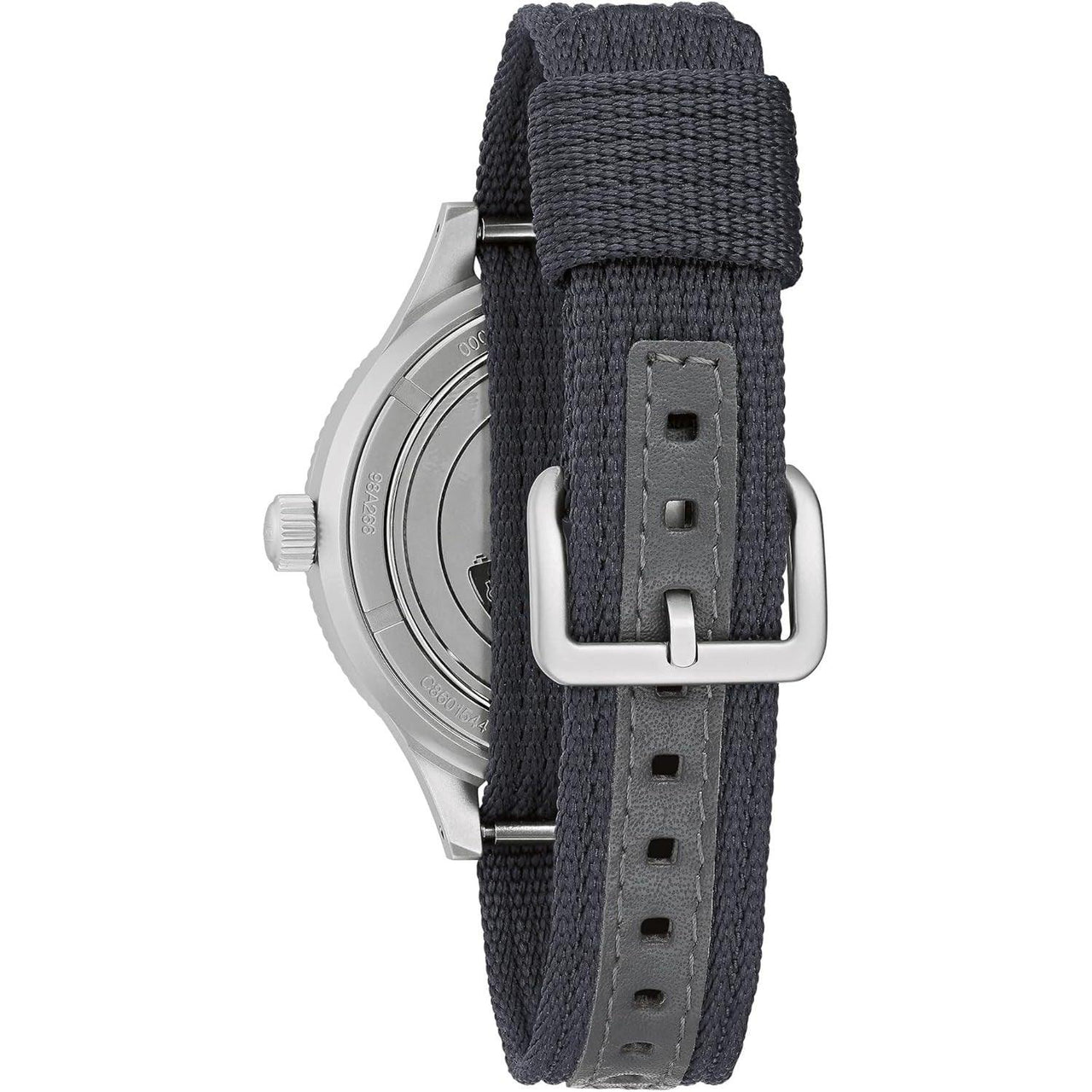 Bulova Men's Archive Series MIL-SHIPS-W-2181 Stainless Steel 3-Hand Hack Automatic Watch, Grey Nylon Strap and Black Matte Dial Style: 98A266