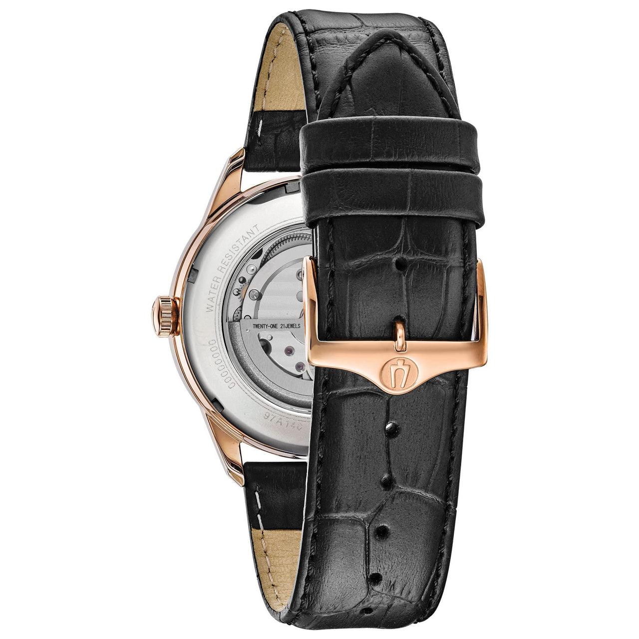 Montre automatique classique pour homme Bulova avec bracelet en cuir, cadran à ouverture ouverte, fonction Hack, 41 mm