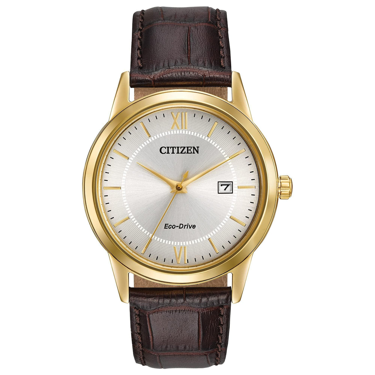 Citizen Eco-Drive Leather Strap Watch - Men's 3-Hand Date