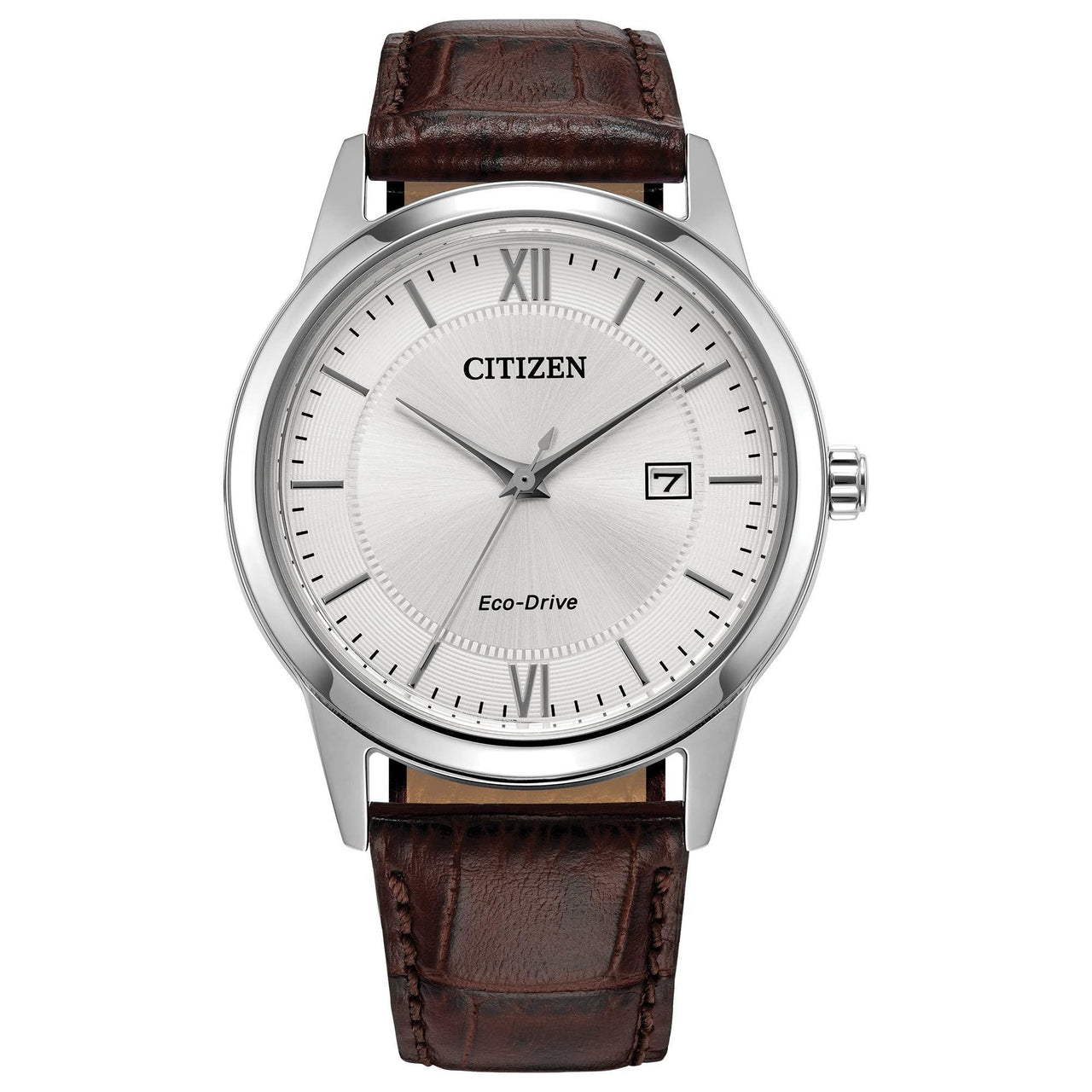 Citizen Eco-Drive Leather Strap Watch - Men's 3-Hand Date