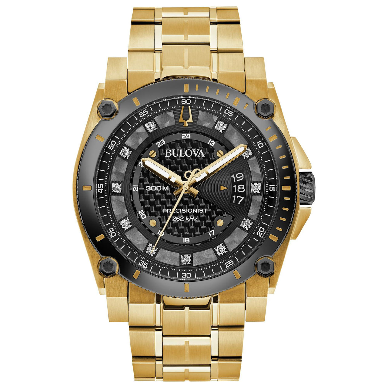 Bulova Men’s High Precisionist Quartz Icon Grey IP and Rose Gold Watch, Diamonds, 300M Water Resistant