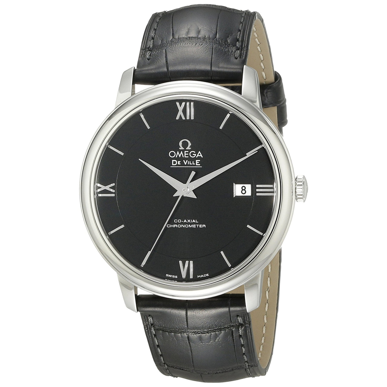 Reloj Omega para hombre 42413402001001 de acero inoxidable con correa de cuero negra