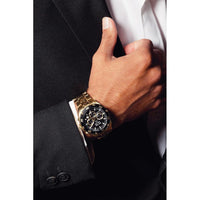 Thumbnail for Montre chronographe Bulova Marine Star Gold pour homme en acier inoxydable, cadran noir Style : 98B406 