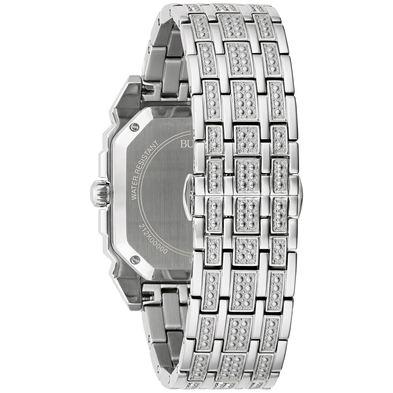 Montre Bulova pour homme en acier inoxydable argenté Crystal Octava ; cadran octogonal, 3 aiguilles, modèle : 96A285