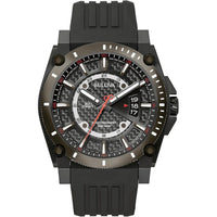 Thumbnail for Bulova Men's Icon High Performance Quartz Chronograph Black Stainless Steel Watch with Polyurethane Strap, Black Dial Style: 98B417