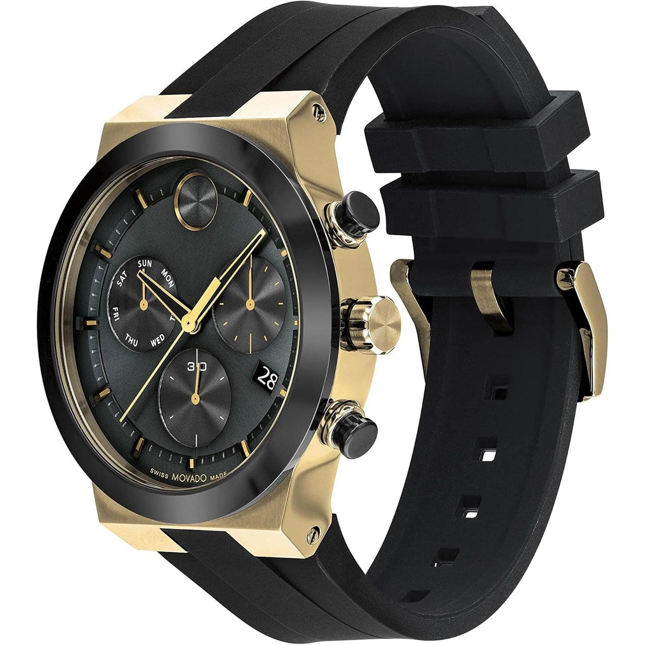 Movado Bold Fusion Men's Watch - Swiss Quartz Chronograph Movement, Silicone Strap - 5 ATM Water Resistance - Luxury Fashion Timepiece for Him - 44.50mm