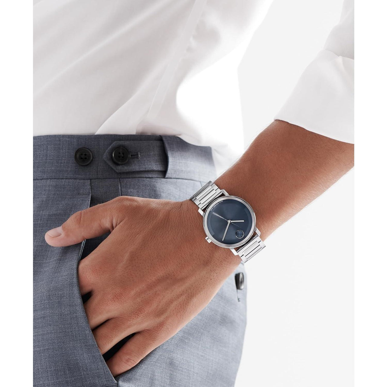 Reloj para hombre Movado Bold Evolution 2.0 - Movimiento de cuarzo suizo, pulsera de eslabones de acero inoxidable - Resistencia al agua de 3 ATM - Reloj de moda de lujo para él - 40 mm