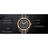 Thumbnail for Bulova Men’s High Precisionist Quartz Icon Grey IP and Rose Gold Watch, Diamonds, 300M Water Resistant