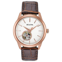 Thumbnail for Bulova Men's Classic Automatic Watch with Leather Strap, Open Aperture Dial, Hack Feature, 41mm