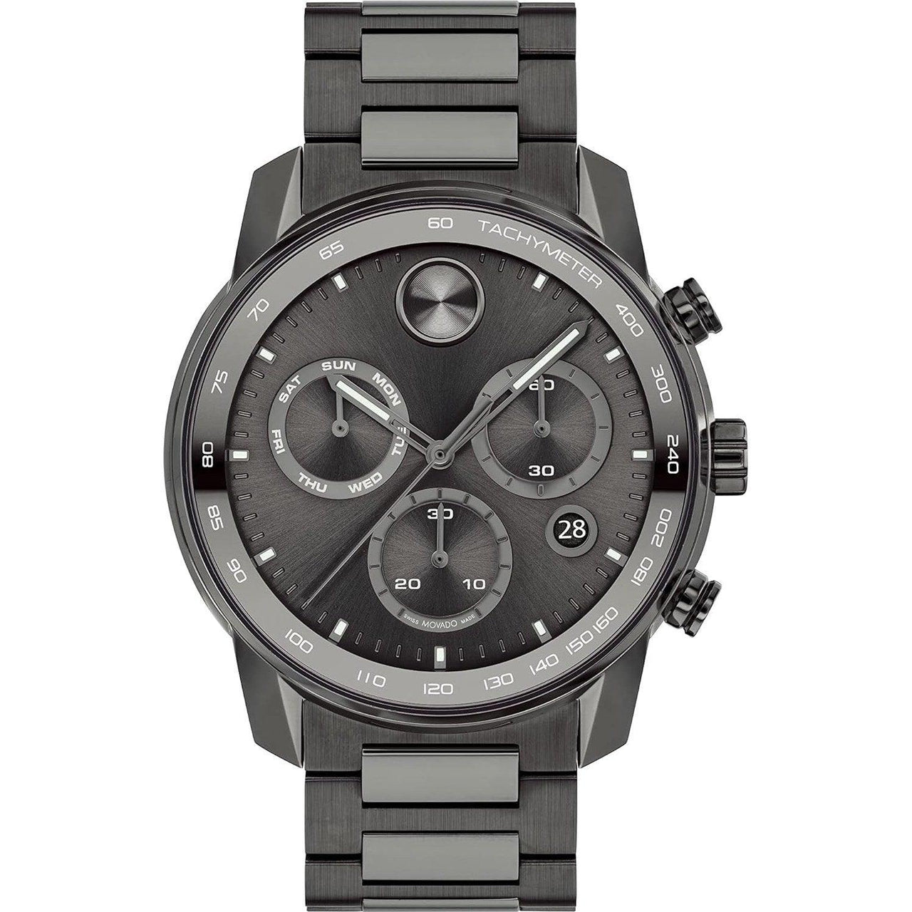 Reloj de cuarzo suizo Movado Bold Verso para hombre con correa de acero inoxidable, gris, 21,95 (modelo: 3600867)