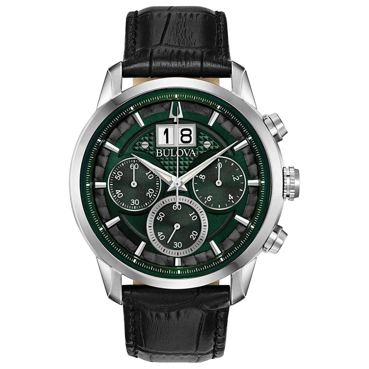 Reloj de cuarzo para hombre Bulova Classic Sutton con cronógrafo, calendario, fecha grande, correa de cuero, cristal mineral abovedado, 44 ​​mm