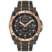 Thumbnail for Bulova Men’s High Precisionist Quartz Icon Grey IP and Rose Gold Watch, Diamonds, 300M Water Resistant