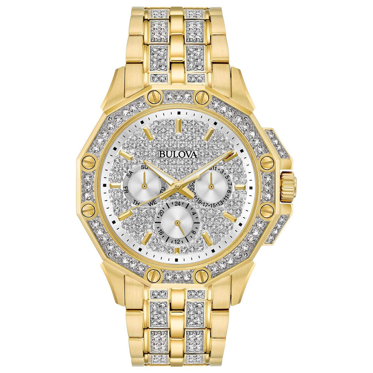 Montre chronographe à quartz Bulova Crystal Octava pour homme, cadran en cristal pavé