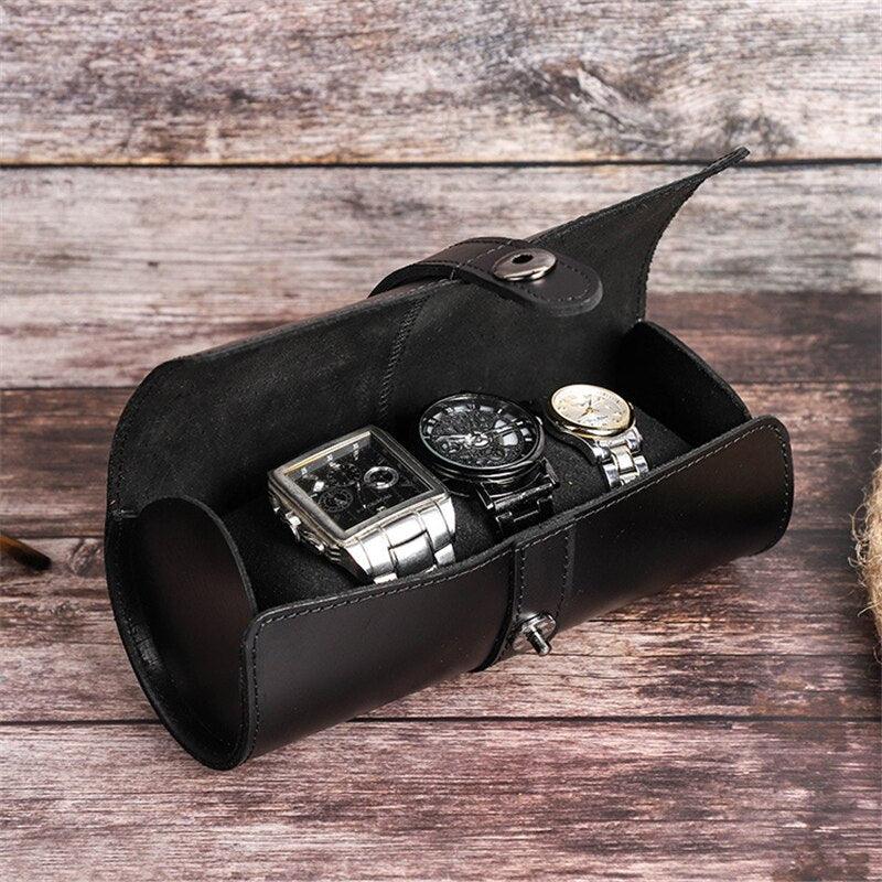 Cow Leather 3 Slot Watch Box - watchband.direct