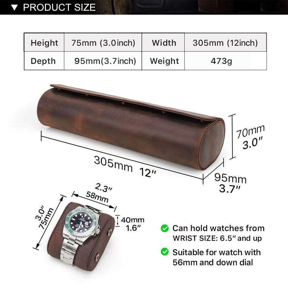 Leather 4 Slots Watch Roll Case - watchband.direct