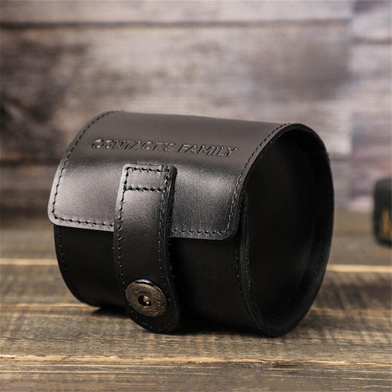Black Cow Leather Single Slot Watch Roll - watchband.direct