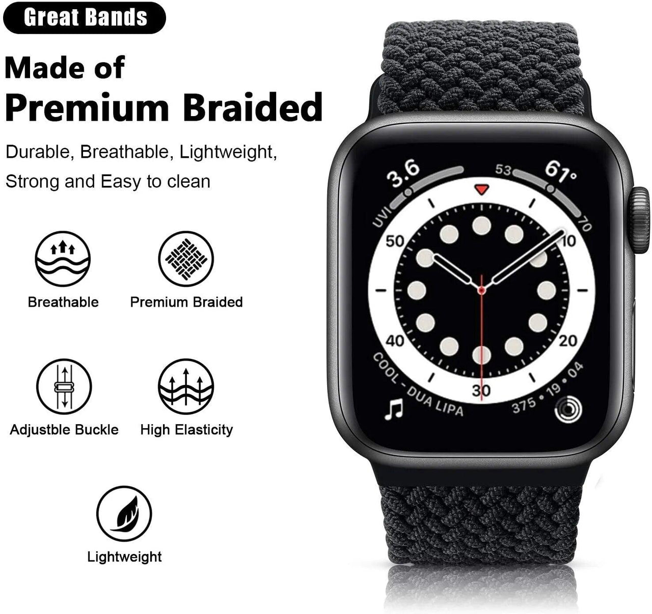 Braided Adjustable Solo Loop for Apple Watch - watchband.direct