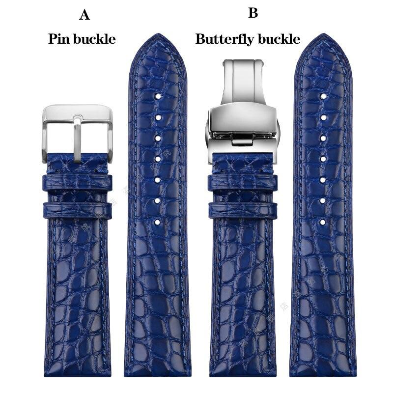 Crocodile Leather Print Butterfly Buckle Strap - watchband.direct