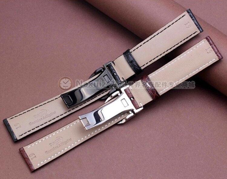 Crocodile Structured Leather Watchband with Deployment Clasp - watchband.direct
