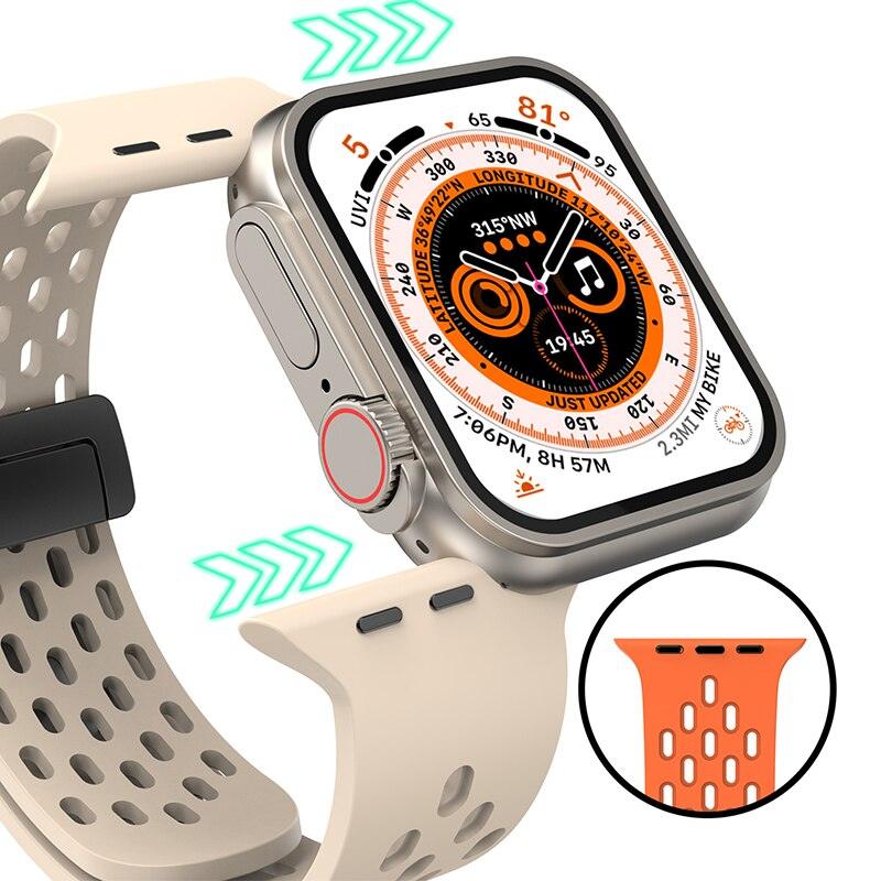 Magnetic Buckle Perforated Silicone Bracelet for Apple Watch - watchband.direct