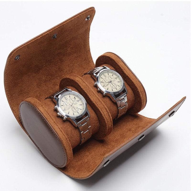 2-Grids Leather Storage Watch Box - watchband.direct