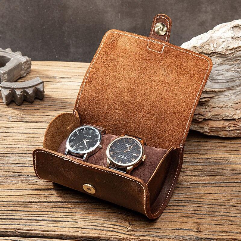 2/3 Slot Watch Box Leather Case - watchband.direct