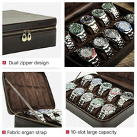 Thumbnail for Vintage Cowhide 10/12 Slots Watch Box Organize - watchband.direct