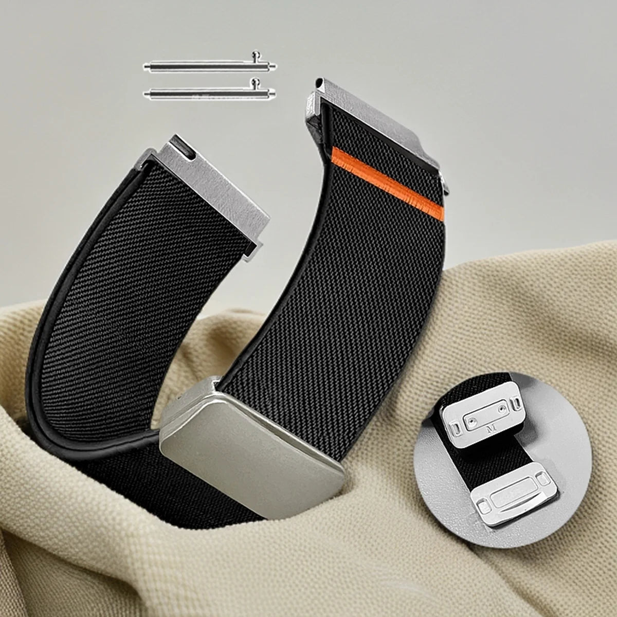 Magnetic Elastic Nylon Strap for Garmin, Samsung & Huawei