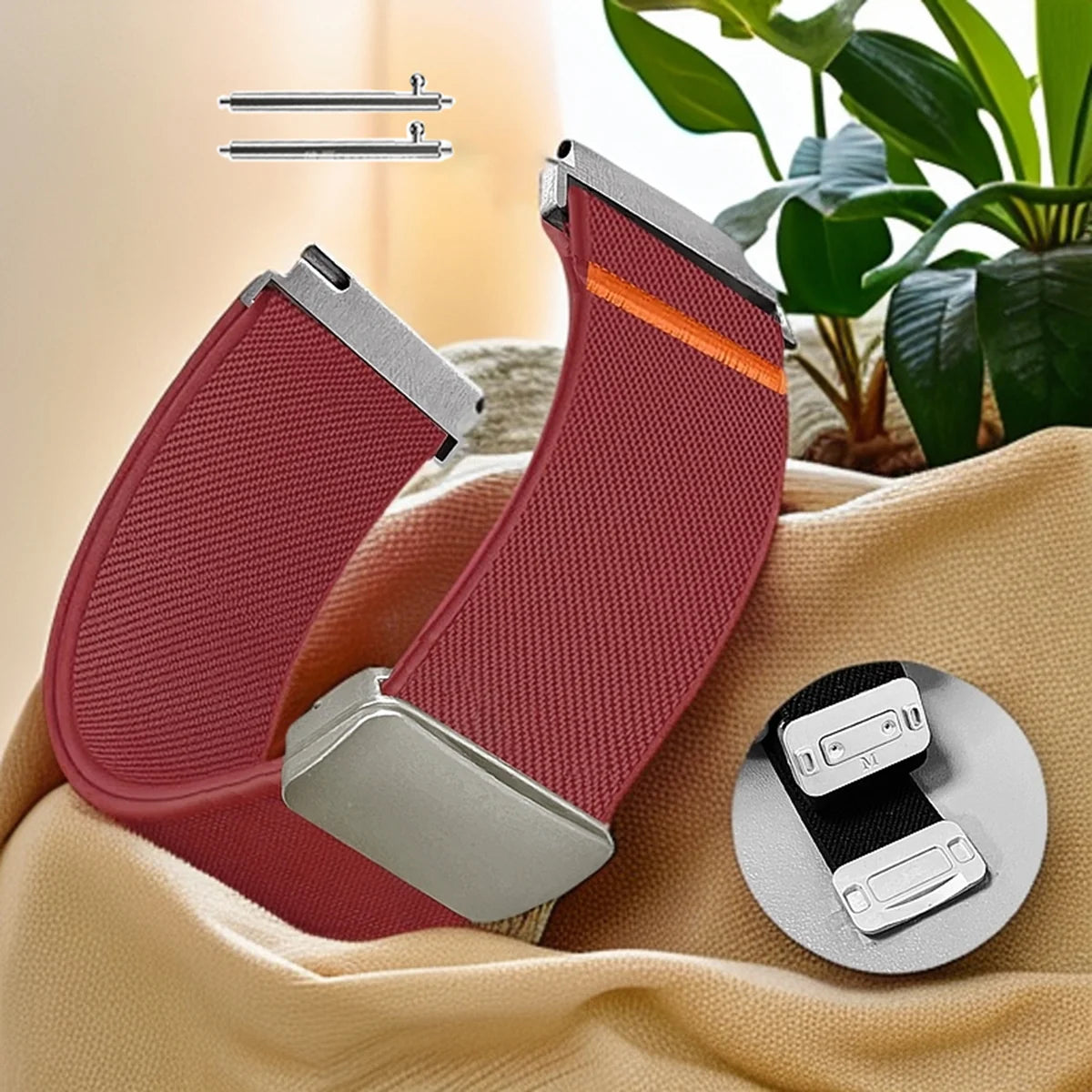 Magnetic Elastic Nylon Strap for Garmin, Samsung & Huawei