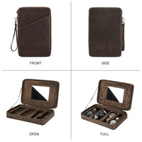 Thumbnail for Genuine Leather Watch Box Organizer with Mirror and Sunglass Storage - watchband.direct