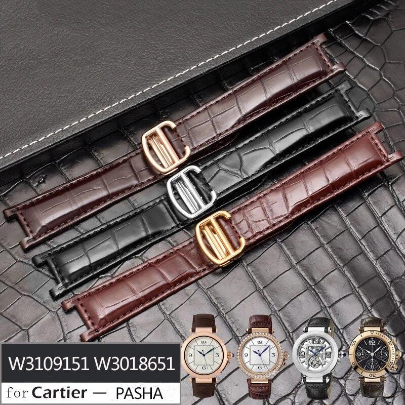 Crocodile Print Leather Watchband For Cartier - watchband.direct