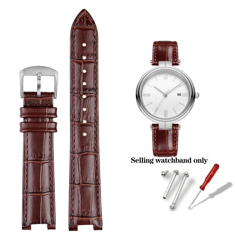 Notched Cowhide Leather Watchband for Rossini Watches - watchband.direct