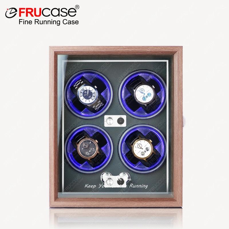 Illuminated 4-Slot Wooden Watch Winder for Automatic Watches - watchband.direct