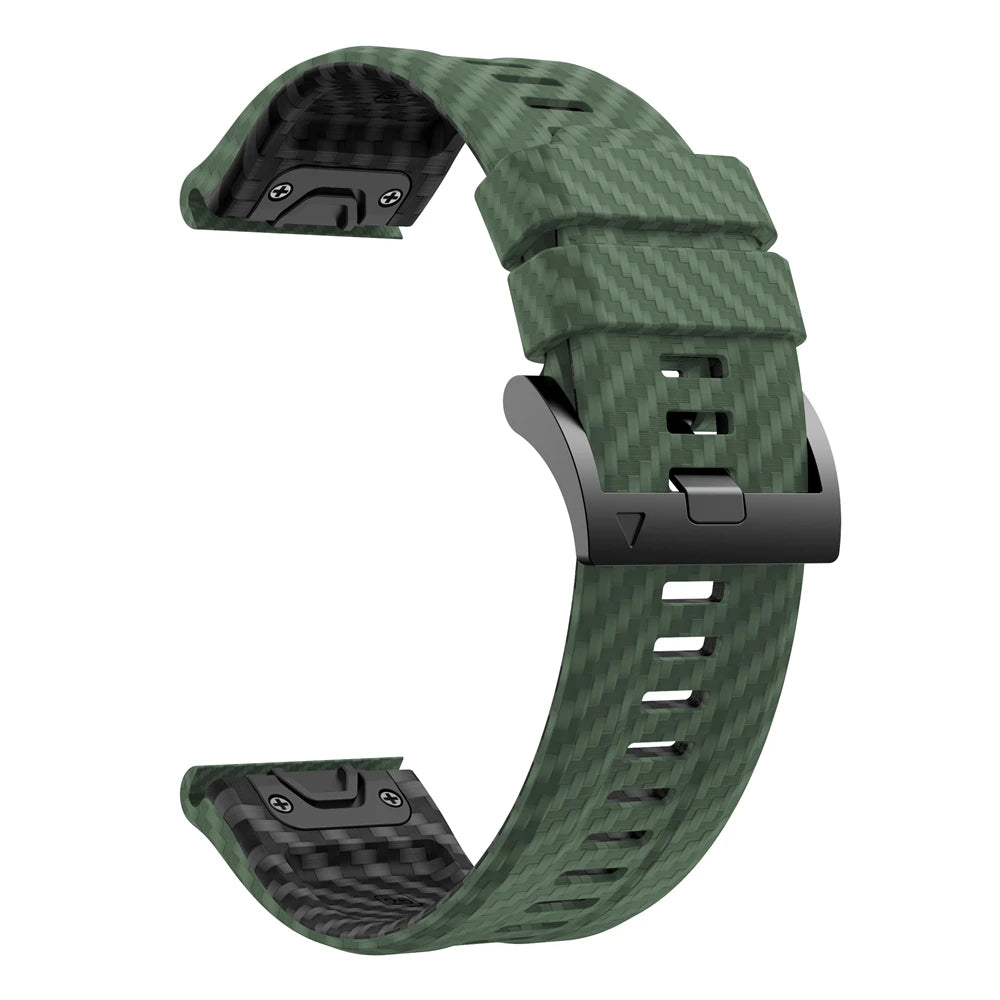QuickFit Carbon Fiber Texture Silicone Strap for Garmin Fenix & Epix