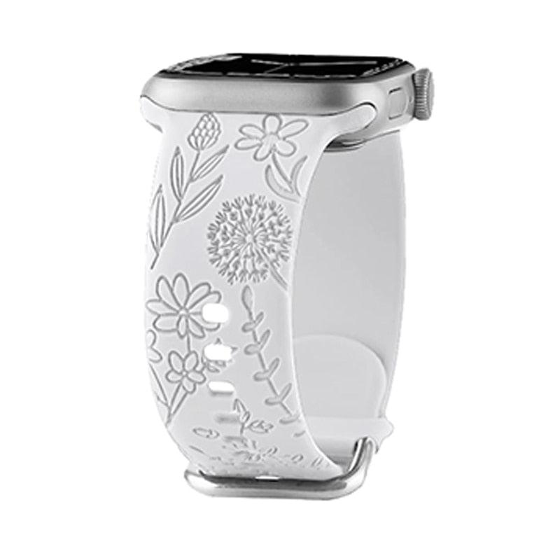 Floral Engraved Strap for Apple Watch Band - watchband.direct