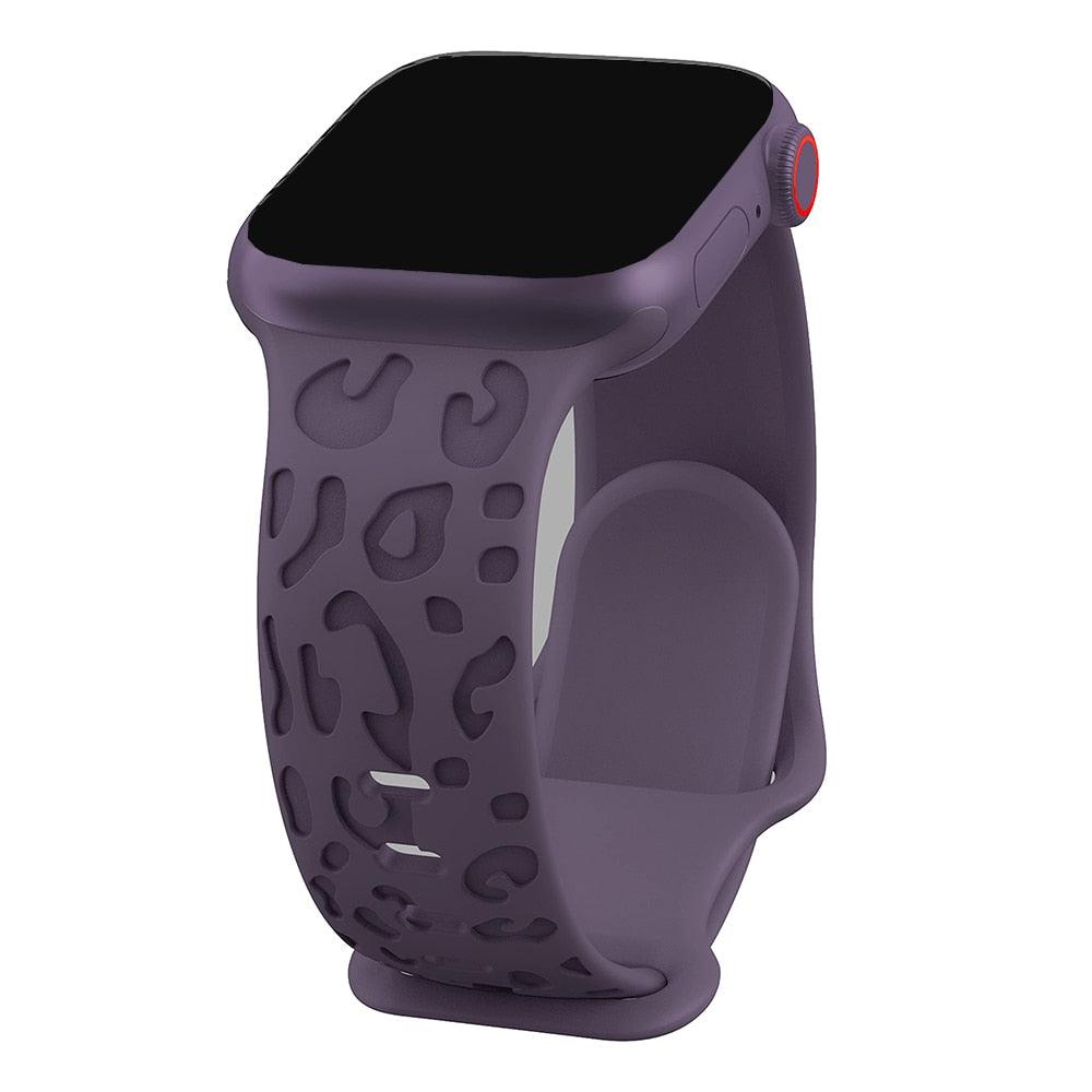 Engraved Leopard Silicone Strap for Apple Watch - watchband.direct