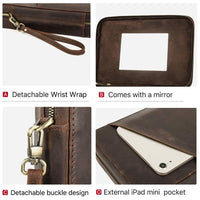 Thumbnail for Genuine Leather Watch Box Organizer with Mirror and Sunglass Storage - watchband.direct