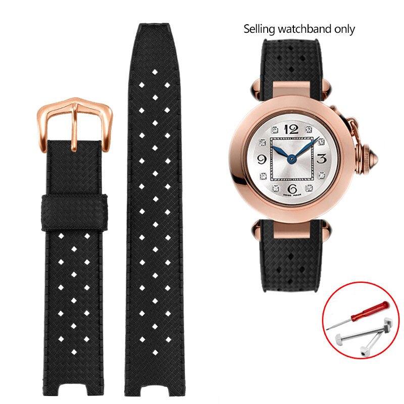 Rubber Silicone Notched Strap for Cartier Pasha - watchband.direct