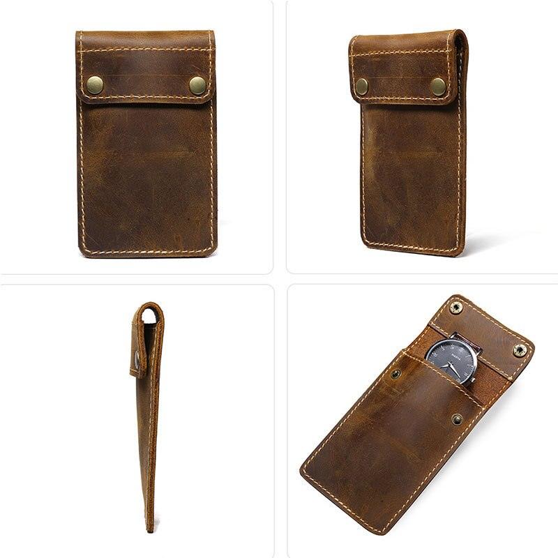 Leather 1-Slot Watch Travel Pouch - watchband.direct