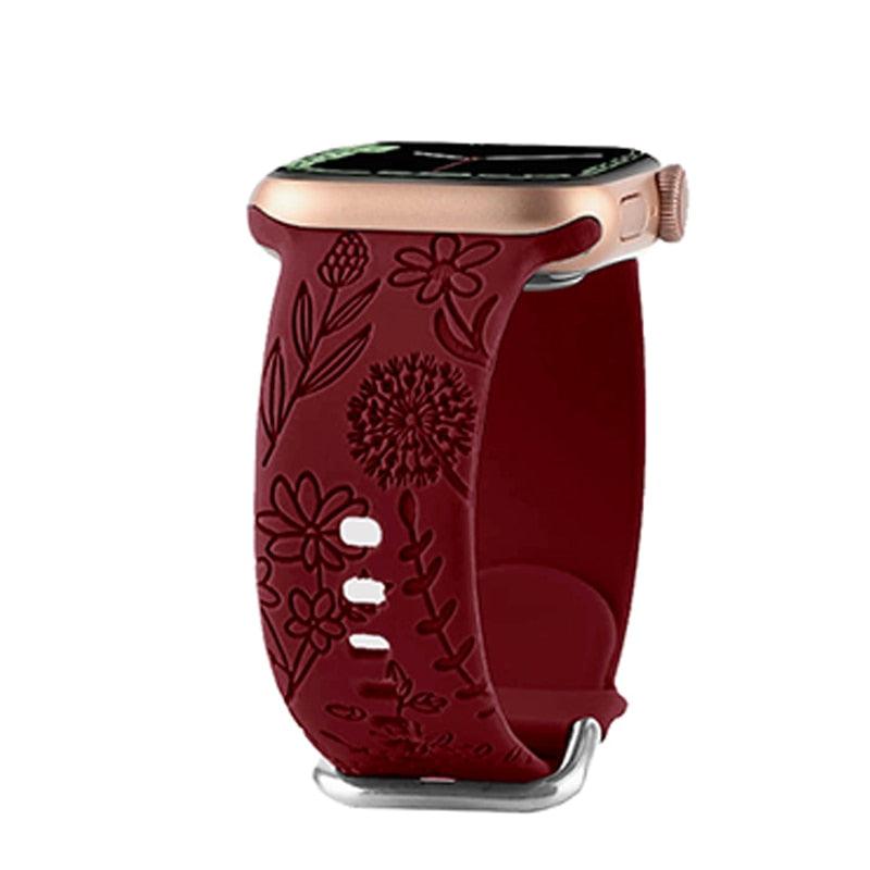 Floral Engraved Strap for Apple Watch Band - watchband.direct