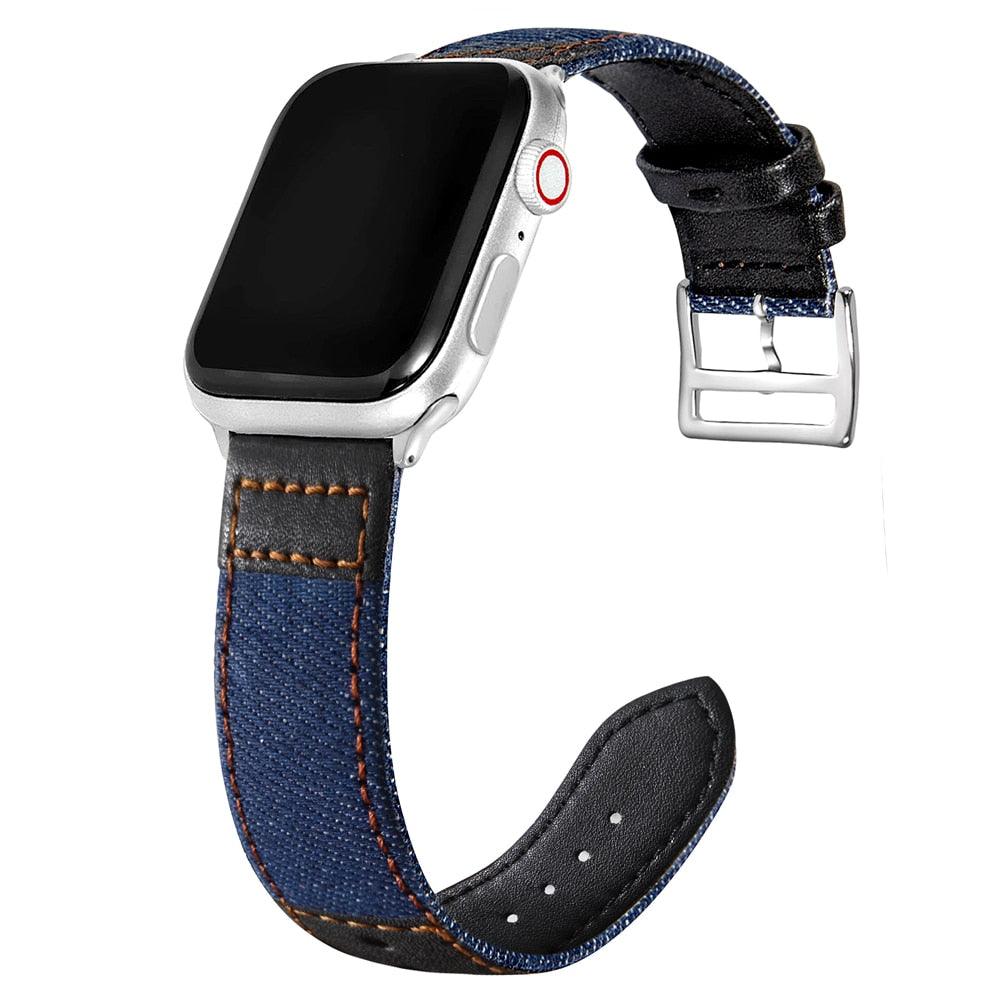 Leather Jeans Hybrid Watch Band for Apple Watch - watchband.direct