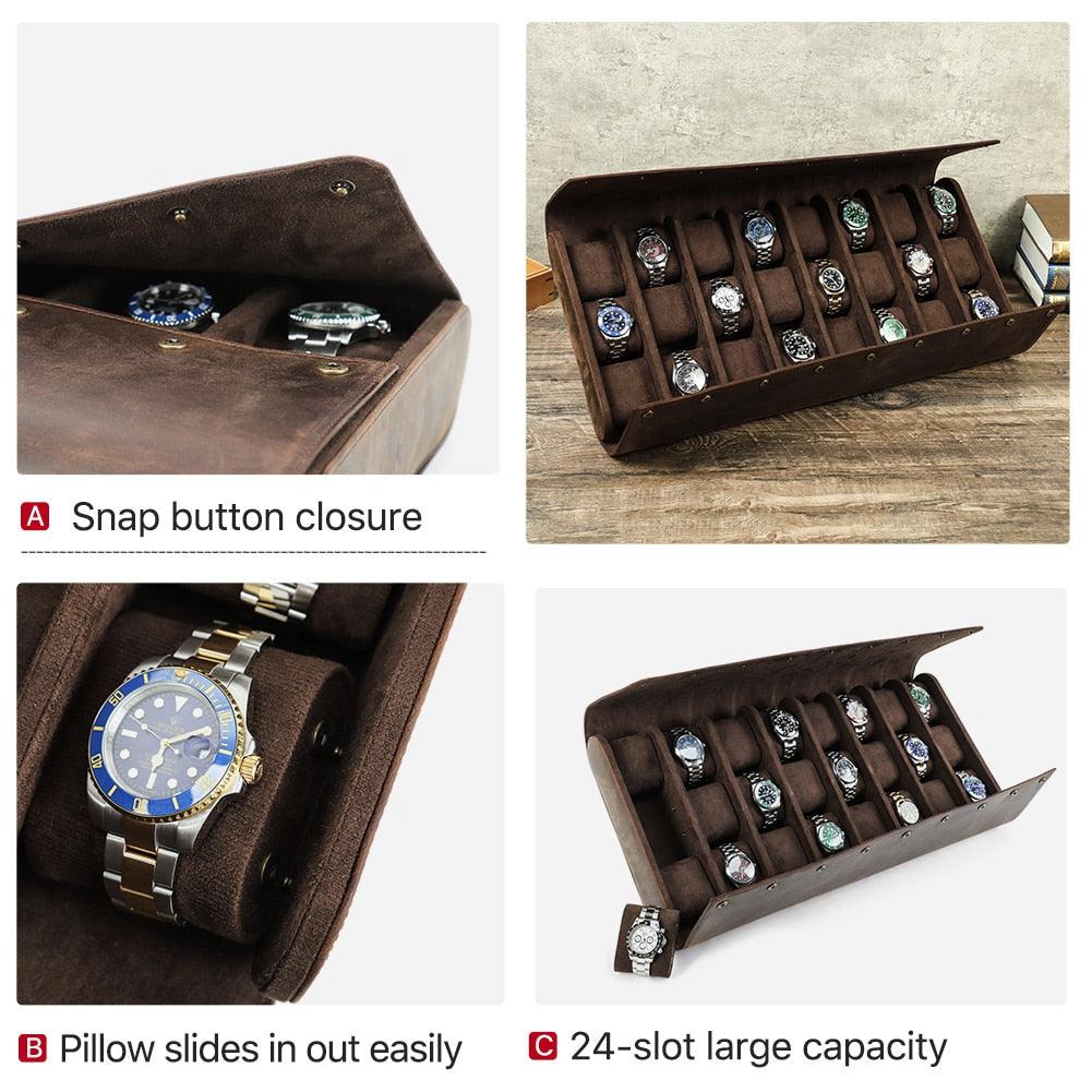 Luxury 24 Slots Watch Organizer Box - watchband.direct
