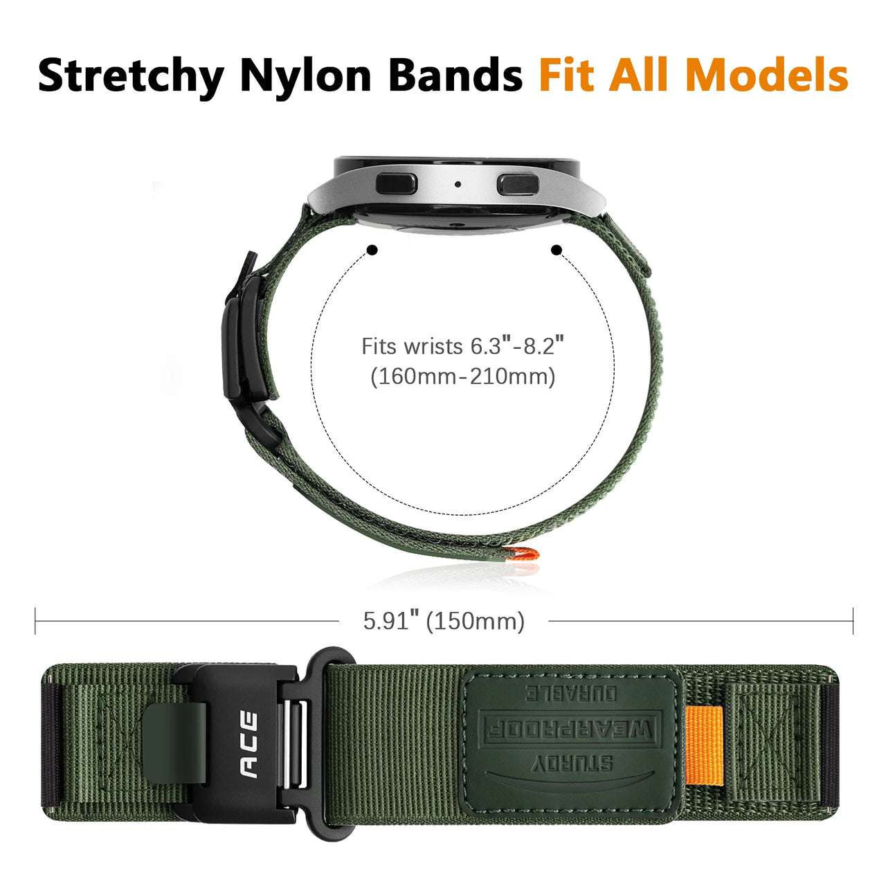 Magnetic Buckle Nylon Loop for Samsung Galaxy Watch & Huawei GT