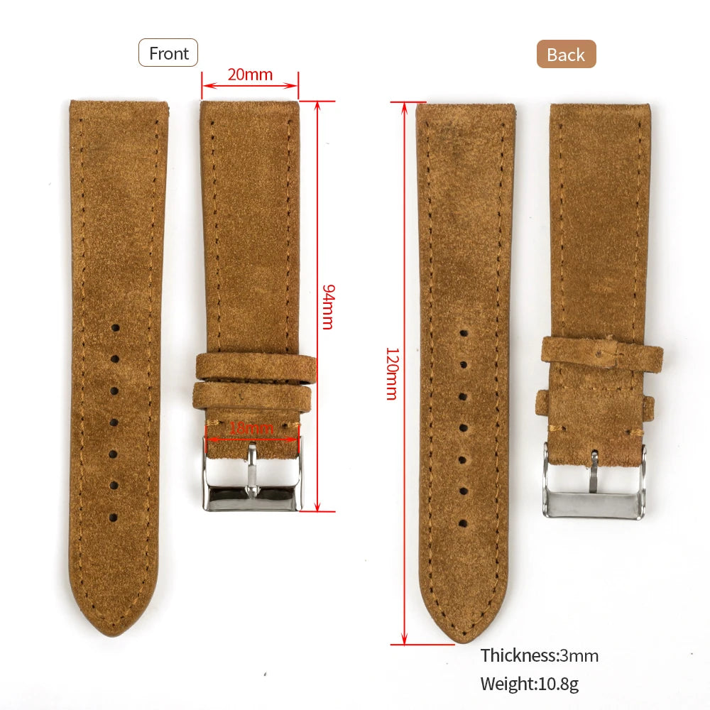 Vintage Suede Leather Watch Strap