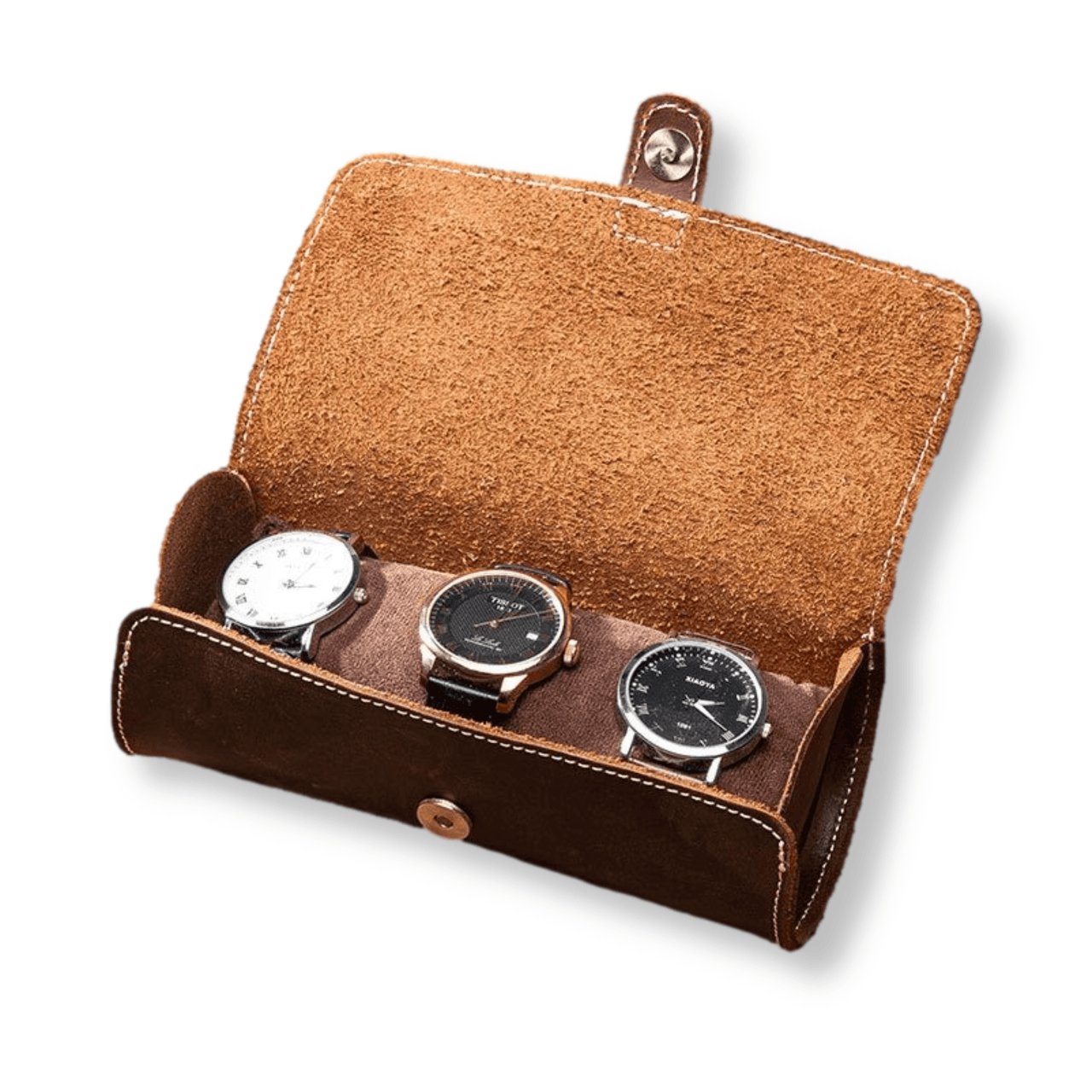 2/3 Slot Watch Box Leather Case - watchband.direct