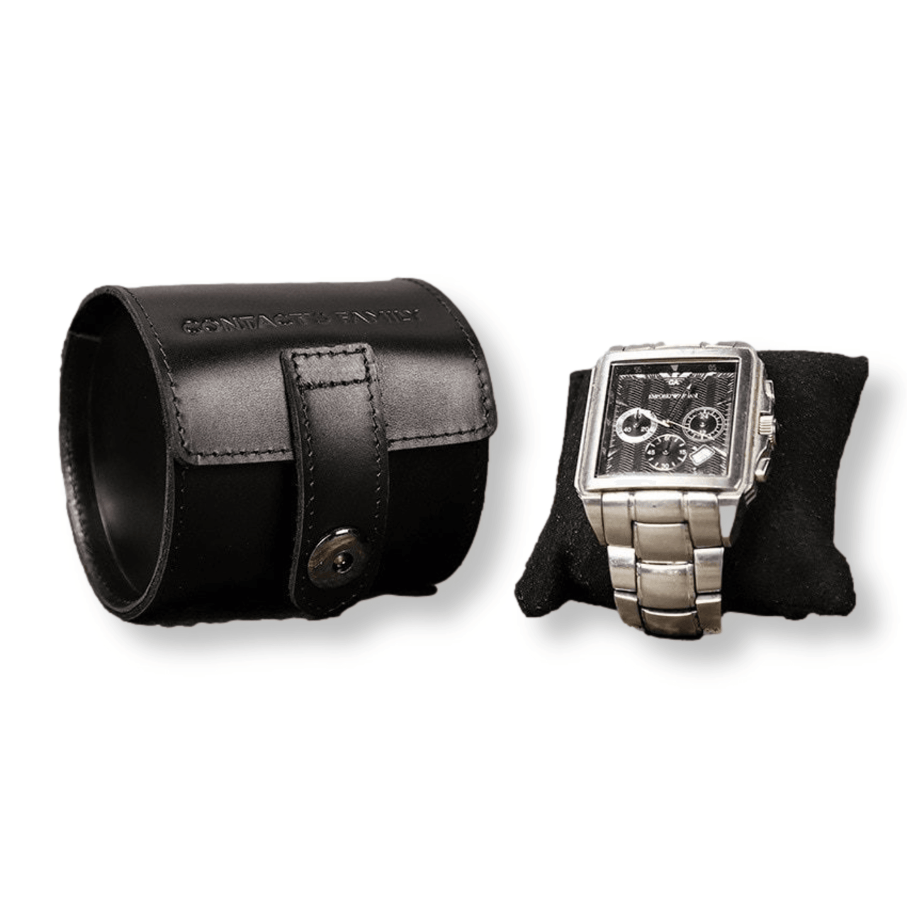 Black Cow Leather Single Slot Watch Roll - watchband.direct