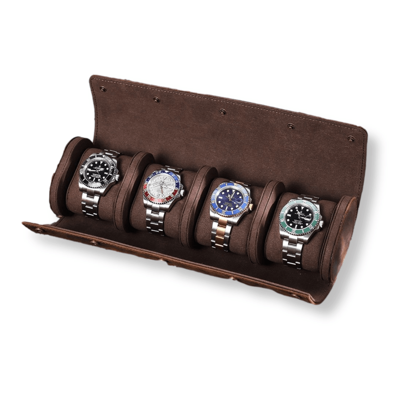 Leather 4 Slots Watch Roll Case - watchband.direct